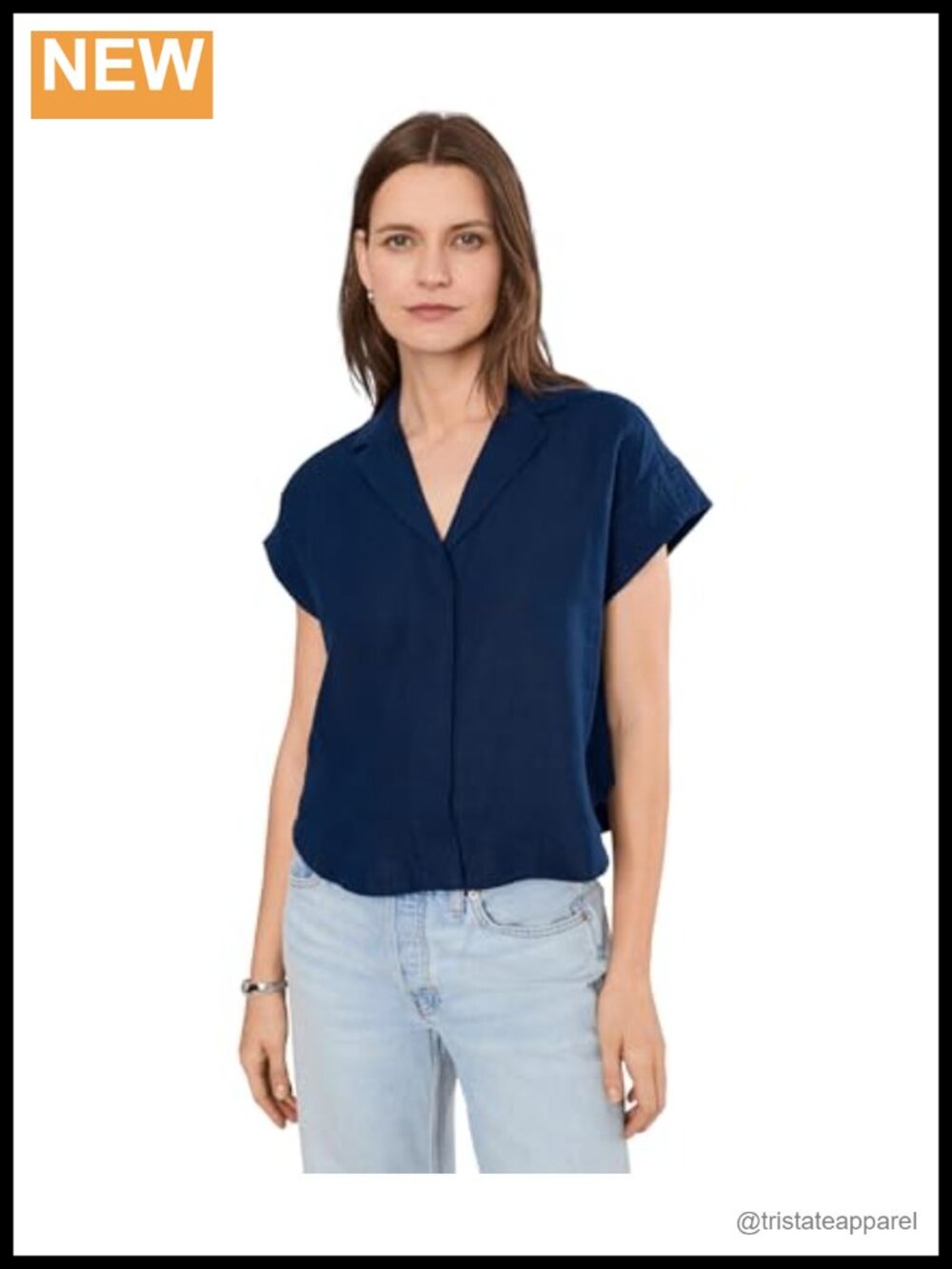 100% Linen V-Neck Sleeveless Relaxed Fit Blouse Striped Button-Down Shirt